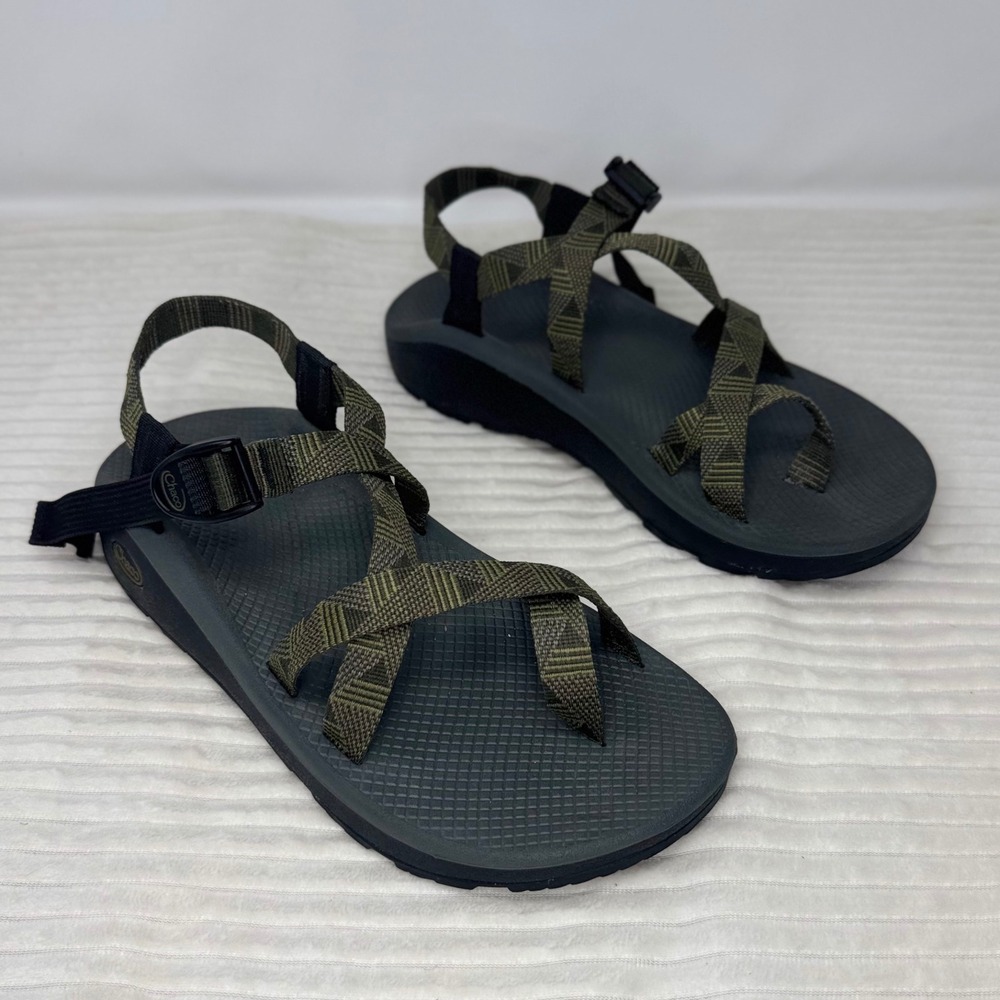 Chaco Z/Cloud 2 Salute Forest Men's 11 Wide Toe Loop Olive Green Grey Geometric